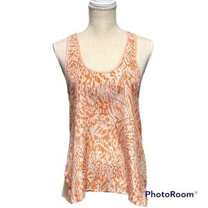 Banana Republic Tangerine Tan paisley silk racerback striped tank top